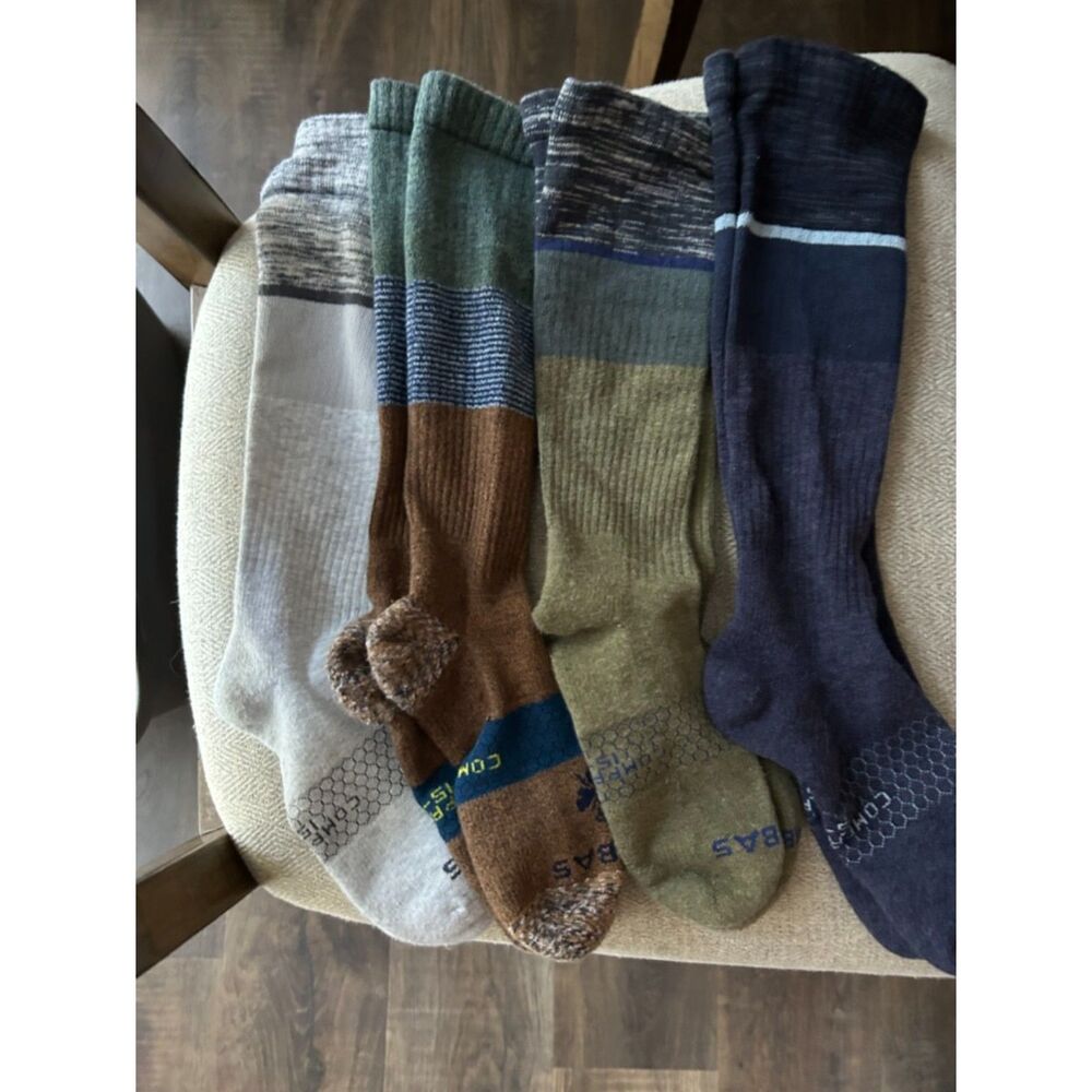 Bombas Tall Socks Lot of 4 Neutral Navy Green Brown Gray